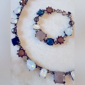 LOFT Natural Moon Stone Necklace and Bracelet Set